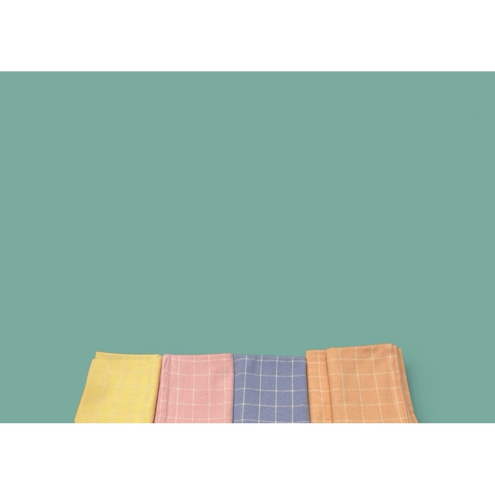5 Plaid Kitchen Tea Hand‎ Towels Pastel Colors Indo U.S. Sales Inc 100% Cotton